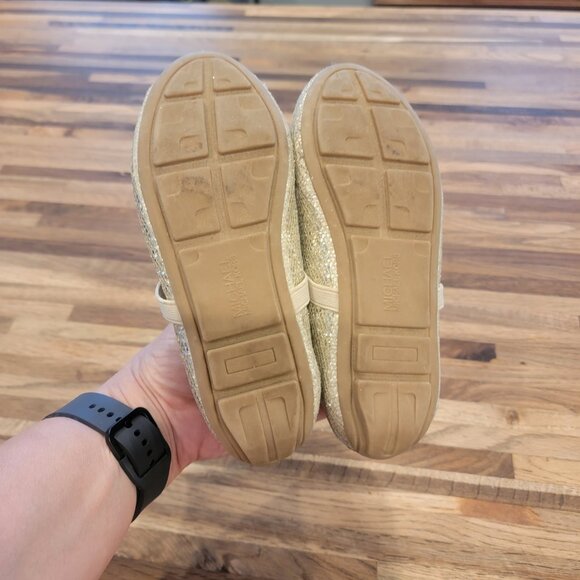 Michael Kors Glittery Rover Day Sandsilver Bow Slip On Ballet Flats - Picture 12 of 14